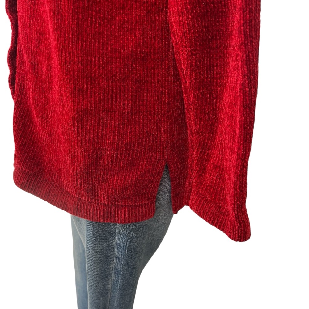 Vintage 90s Denim & Co. red chenille cardigan sweater S - Picture 11 of 15